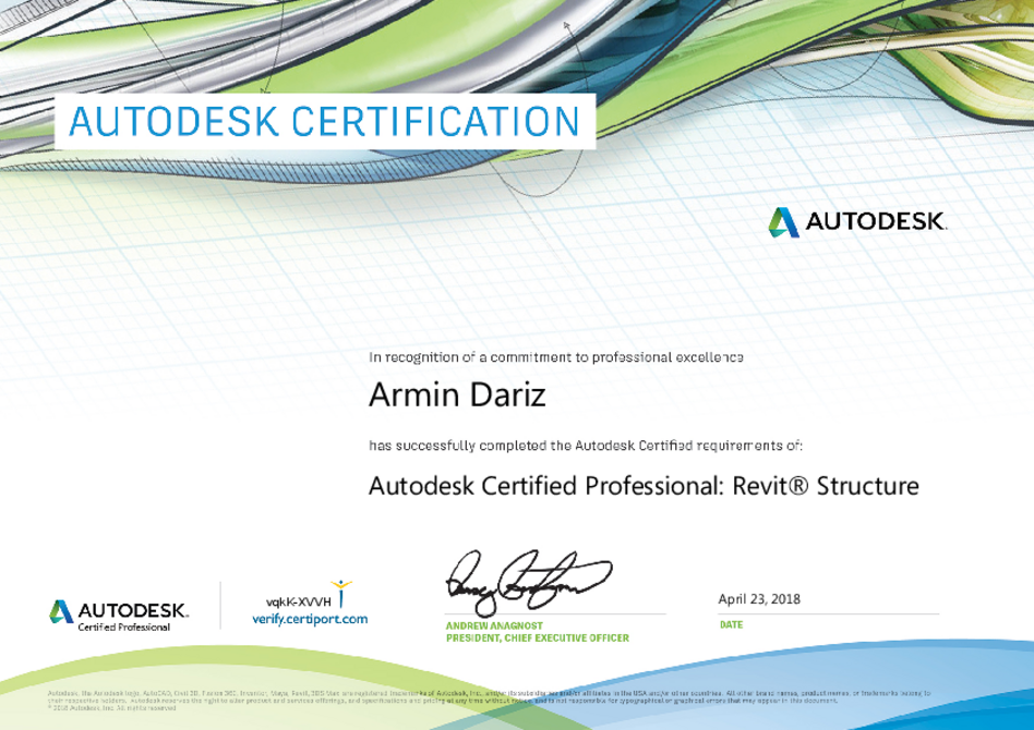 Autodesk Certification von Armin Dariz